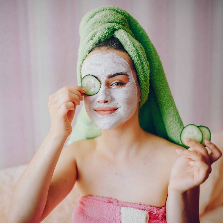 Girl with face mask